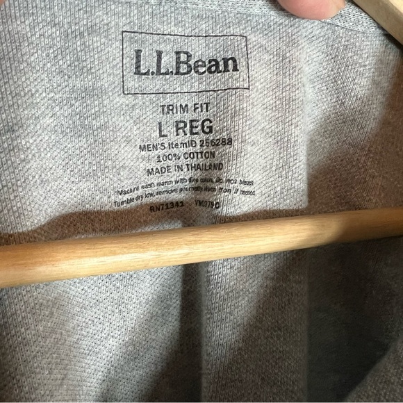 Men’s L.L. Bean Light Grey Trim Fit L Reg Polo Shirt 100% Cotton - Picture 3 of 9